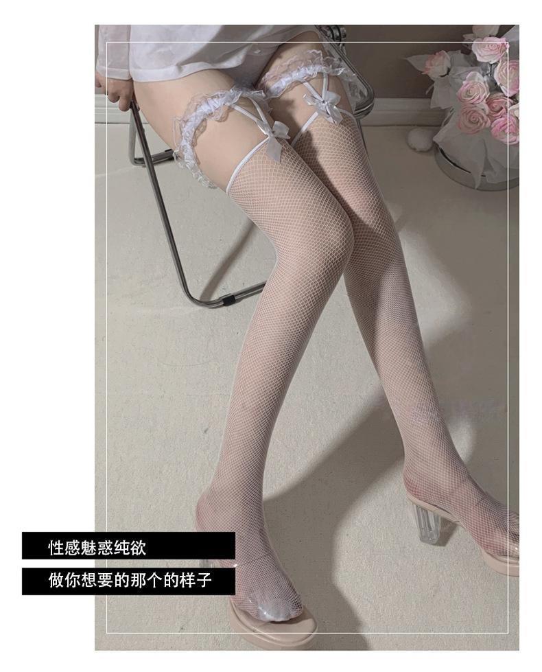 FC| 性感蕾絲腿環 長筒過膝絲襪 白色