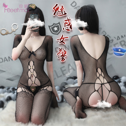 FEE ET MOI|極性貓裝 露臍魅惑 女警 後臀鏤空三件式網衣 情趣衣