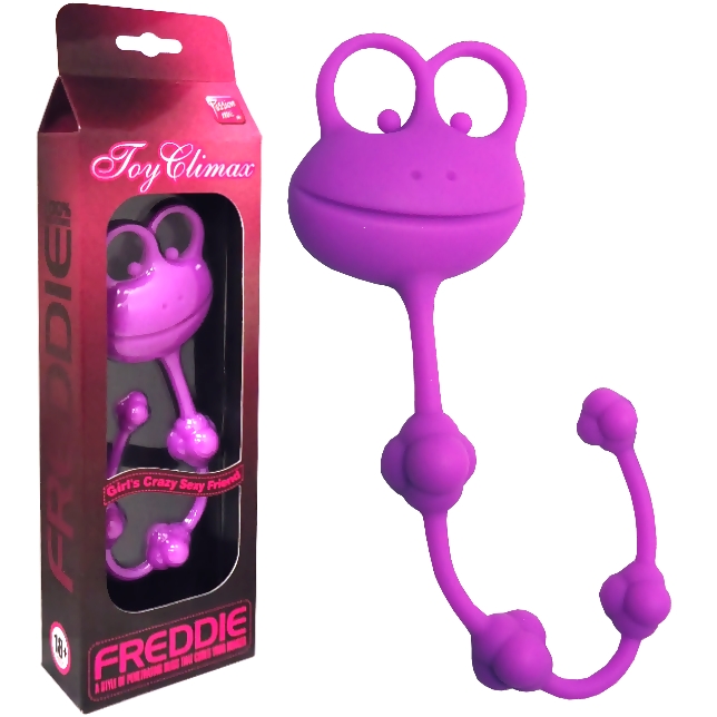 俏皮青蛙4球矽膠後庭拉珠-紫