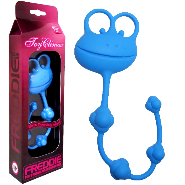 俏皮青蛙4球矽膠後庭拉珠-藍