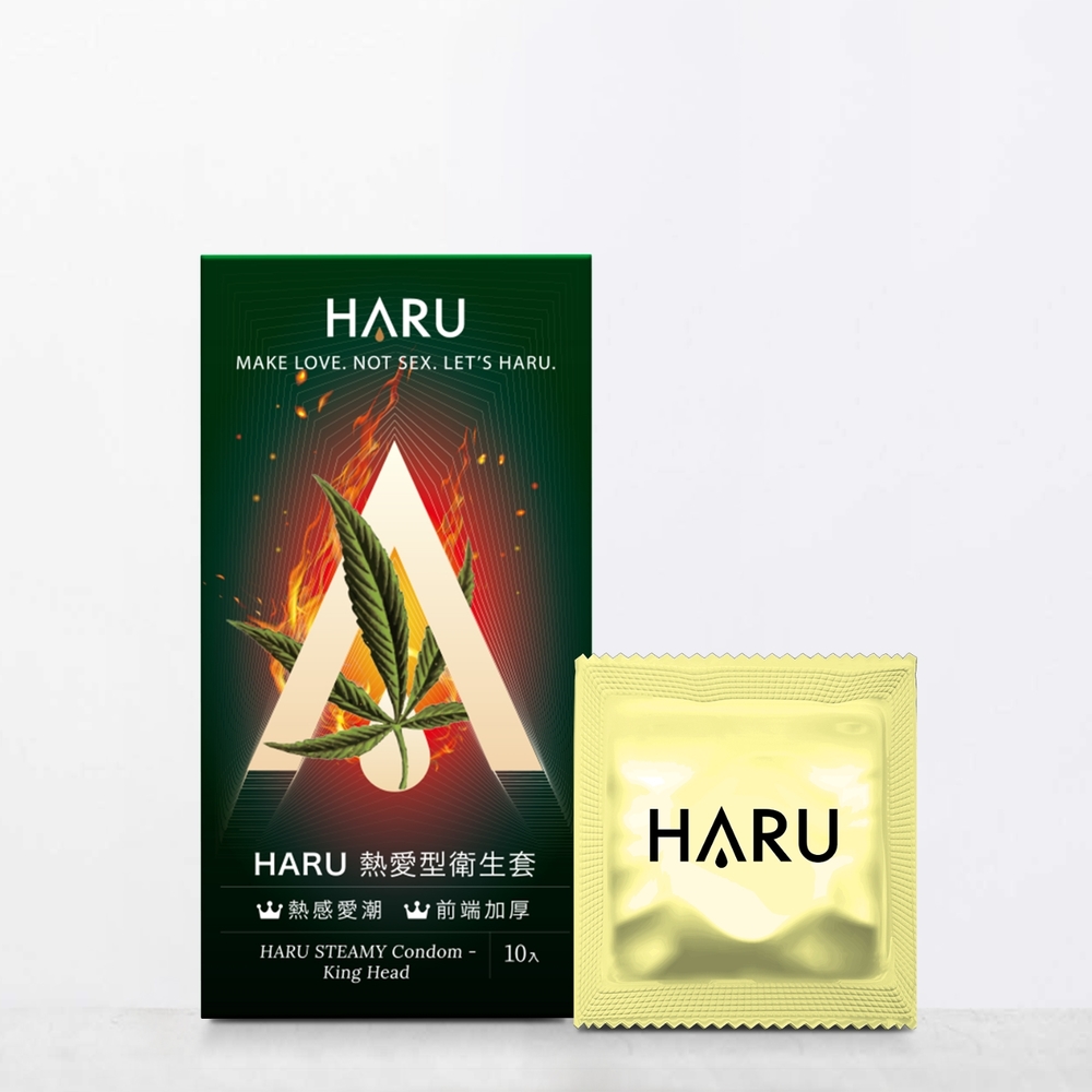 HARU|STEAMY KING HEAD 熱愛前端加厚型衛生套 大麻熱感愛潮-10入組